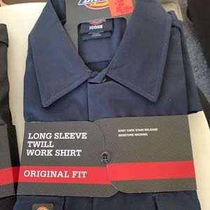 Dickies Long Sleeve Twill Work Shirt Large Tall Original Fit NWT Navy